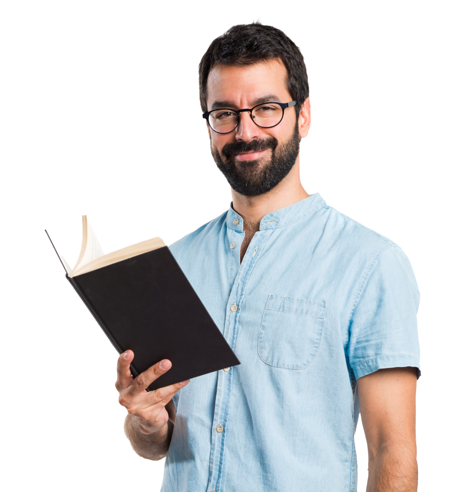 man with book